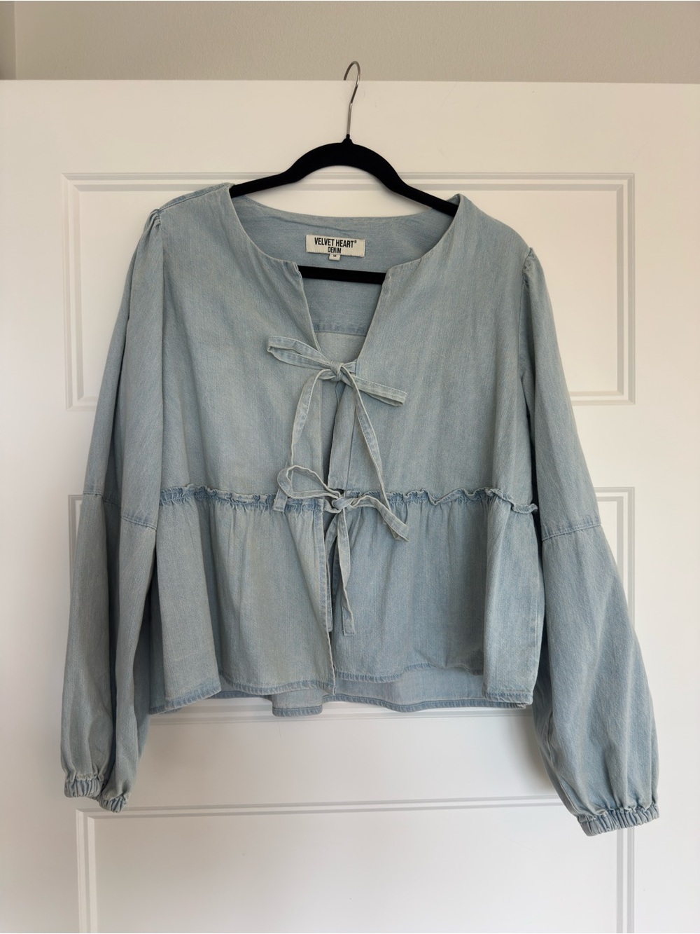 Velvet Heart Light Blue Denim Tie-Front Top